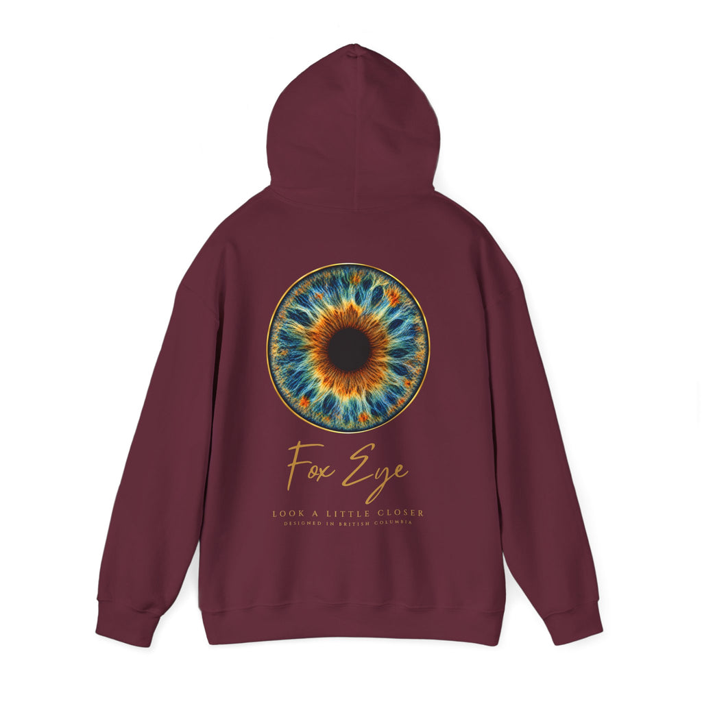 Fox Eye Look Closer Hoodie | Gold Iris Back Print