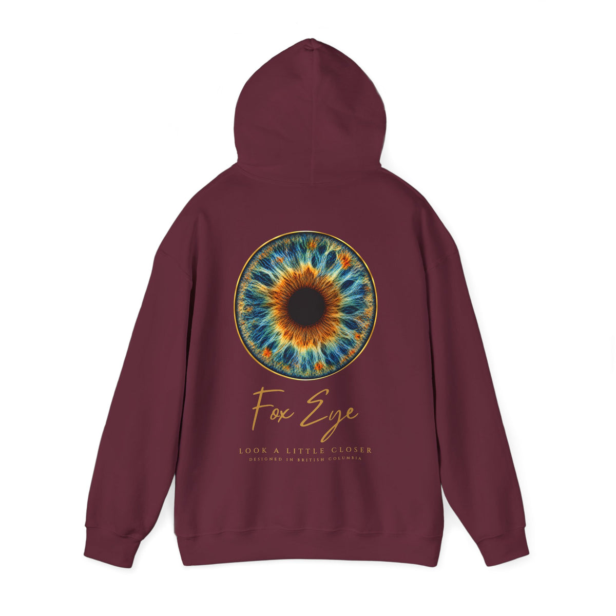 Fox Eye Look Closer Hoodie | Gold Iris Back Print