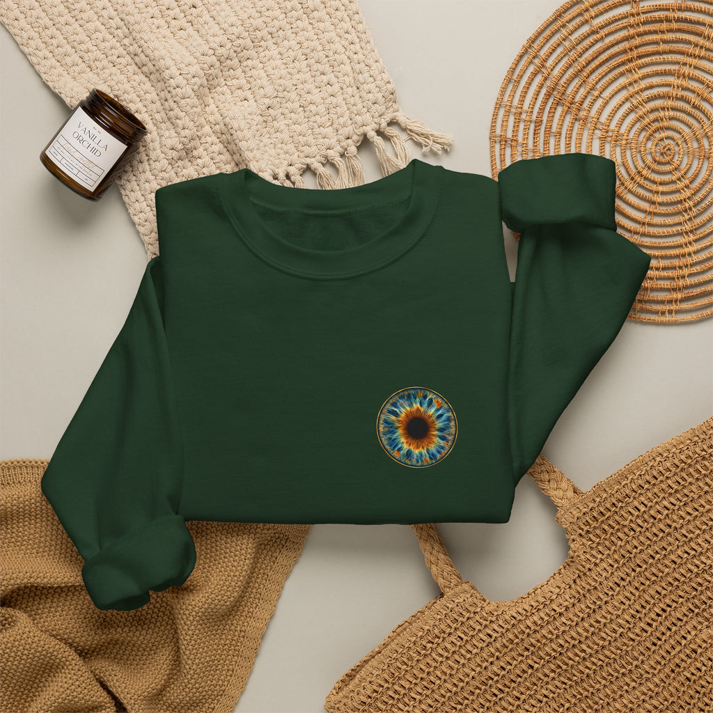 Fox Eye Look Closer Crewneck | Gold Iris Back Print