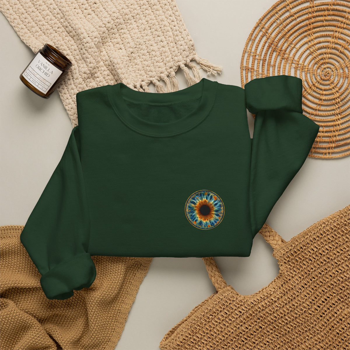 Fox Eye Look Closer Crewneck | Gold Iris Back Print