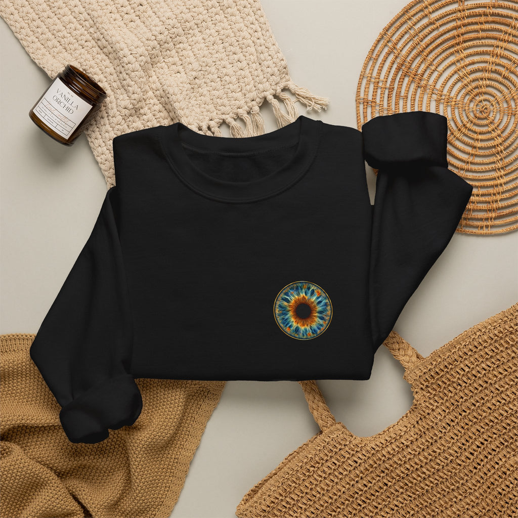 Fox Eye Look Closer Crewneck | Gold Iris Back Print