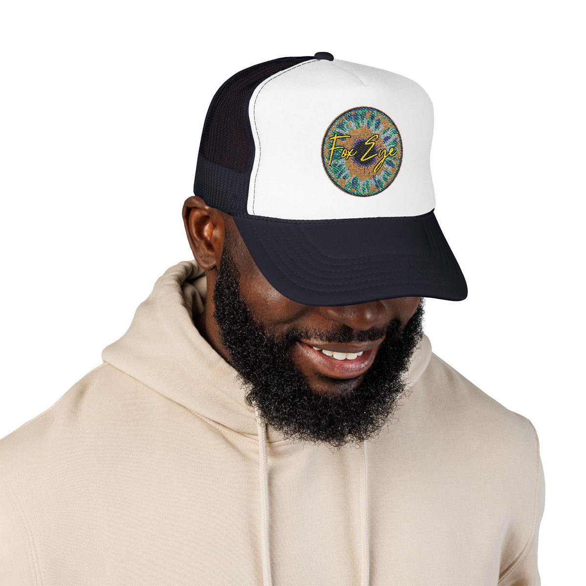 Fox Eye Iris Foam Trucker | Two-Tone Embroidered Badge Hat