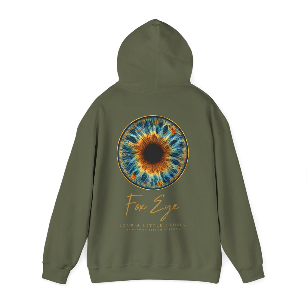 Fox Eye Look Closer Hoodie | Gold Iris Back Print