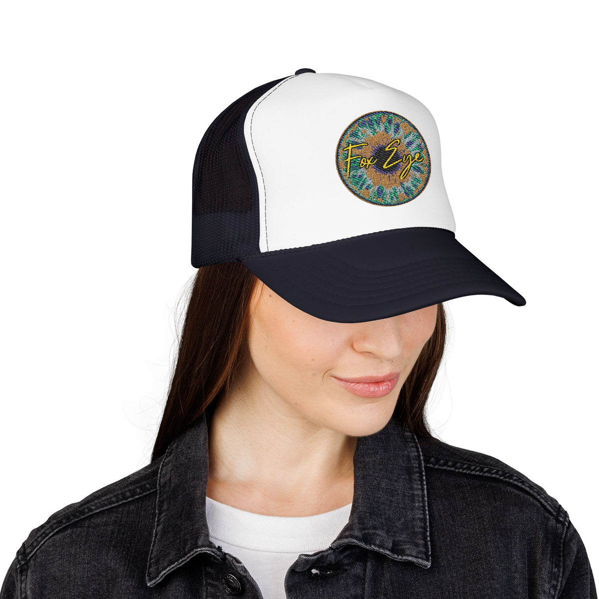 Fox Eye Iris Foam Trucker | Two-Tone Embroidered Badge Hat