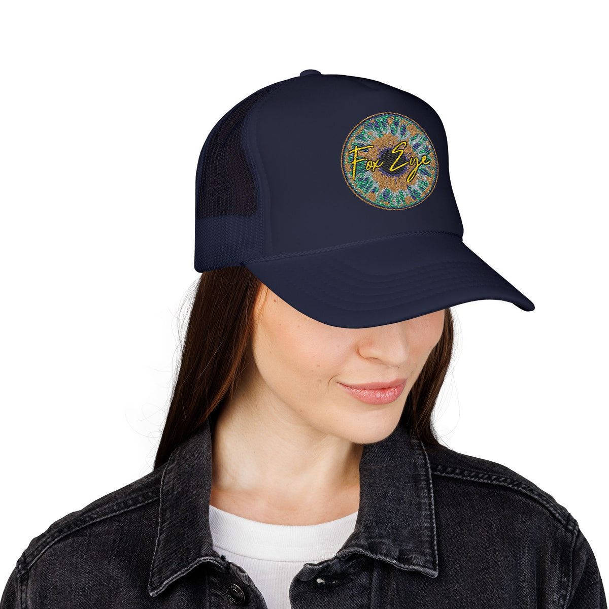Fox Eye Iris Foam Trucker | Two-Tone Embroidered Badge Hat
