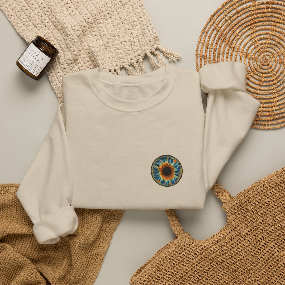 Fox Eye Look Closer Crewneck | Gold Iris Back Print