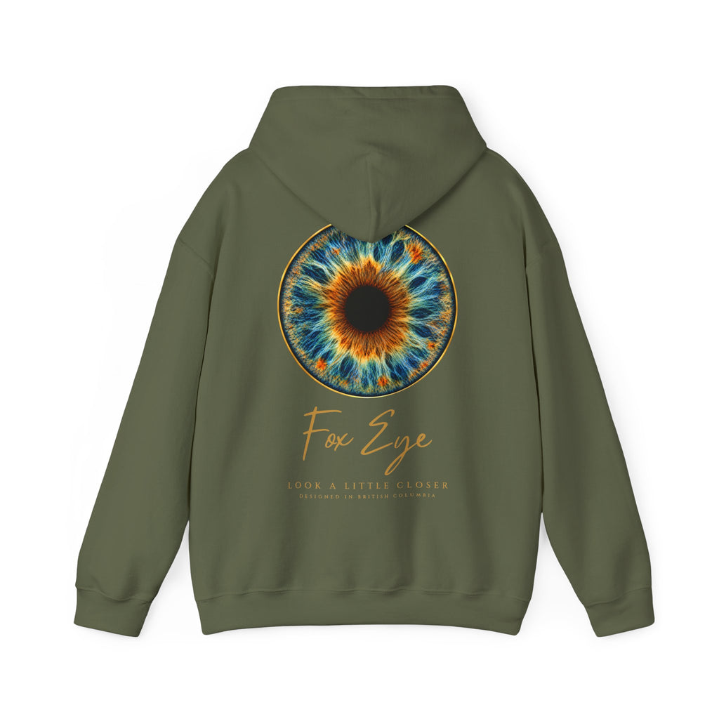 Fox Eye Look Closer Hoodie | Gold Iris Back Print