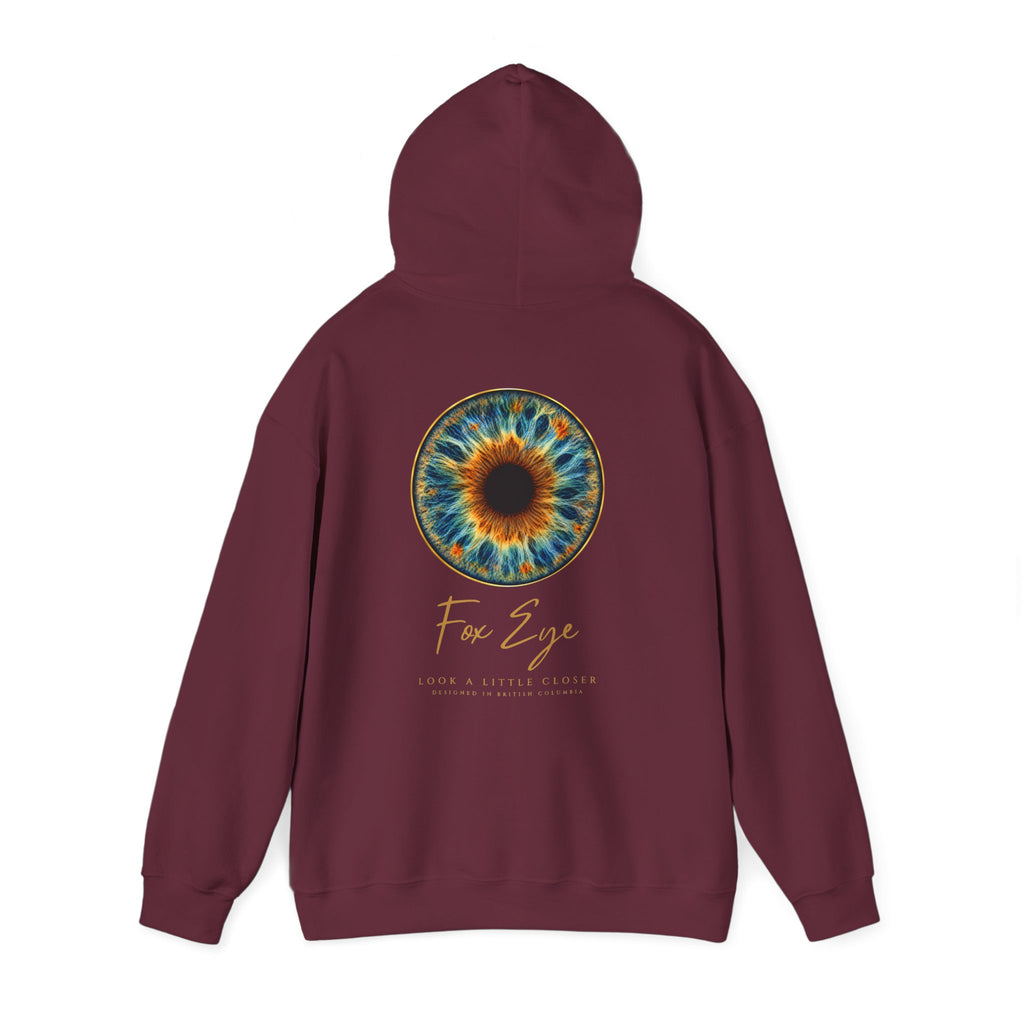 Fox Eye Look Closer Hoodie | Gold Iris Back Print