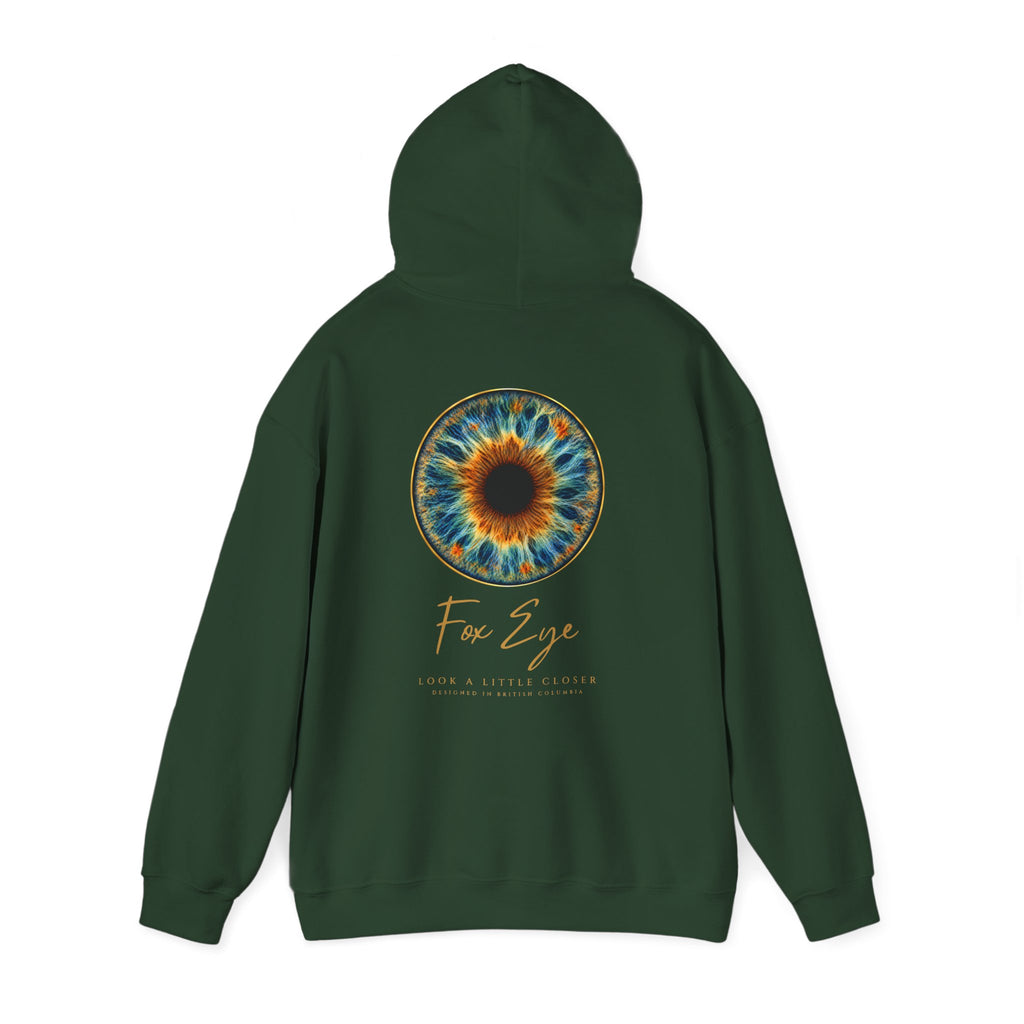Fox Eye Look Closer Hoodie | Gold Iris Back Print