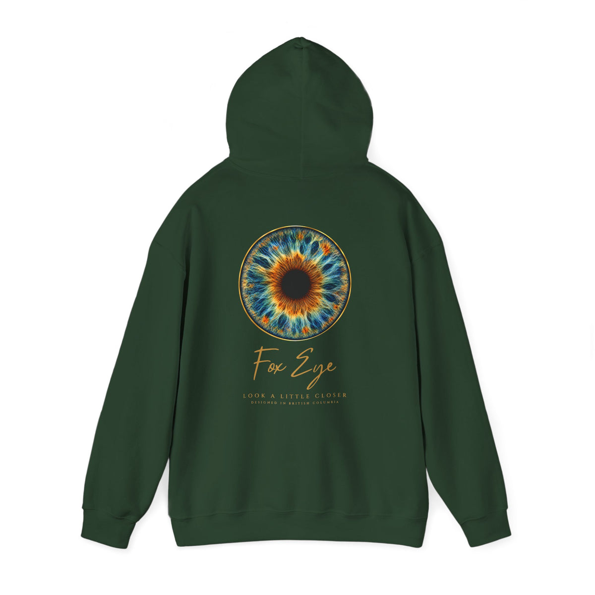 Fox Eye Look Closer Hoodie | Gold Iris Back Print