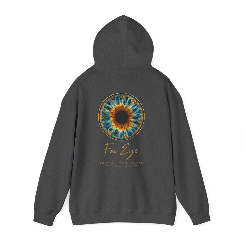 Fox Eye Look Closer Hoodie | Gold Iris Back Print