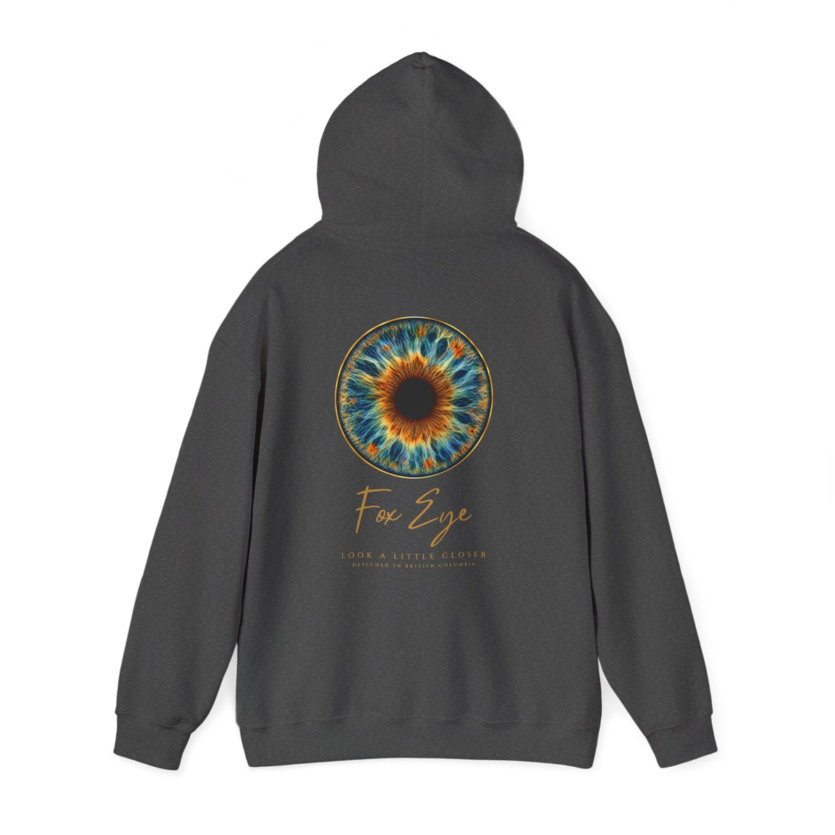 Fox Eye Look Closer Hoodie | Gold Iris Back Print