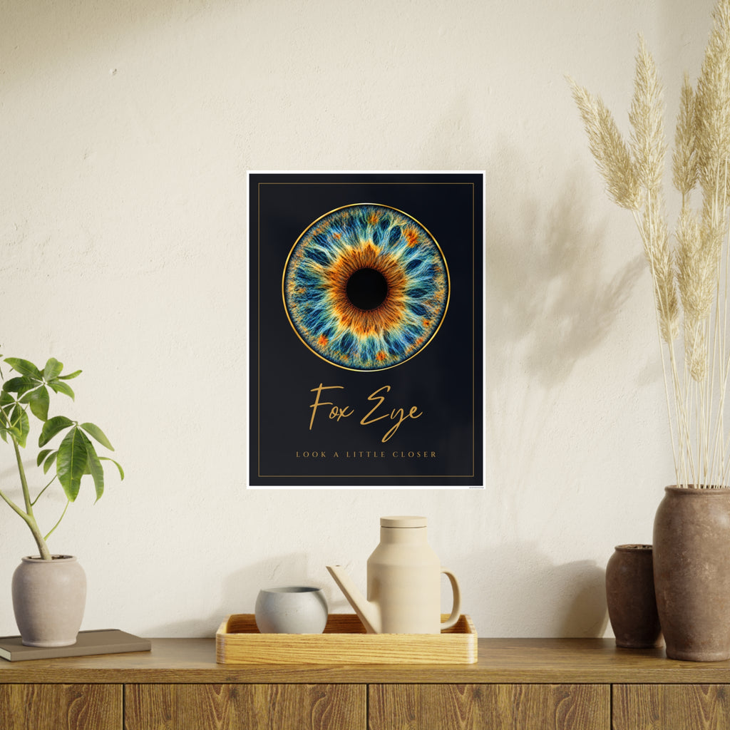 Fox Eye Iris Art Print | Navy and Gold Poster