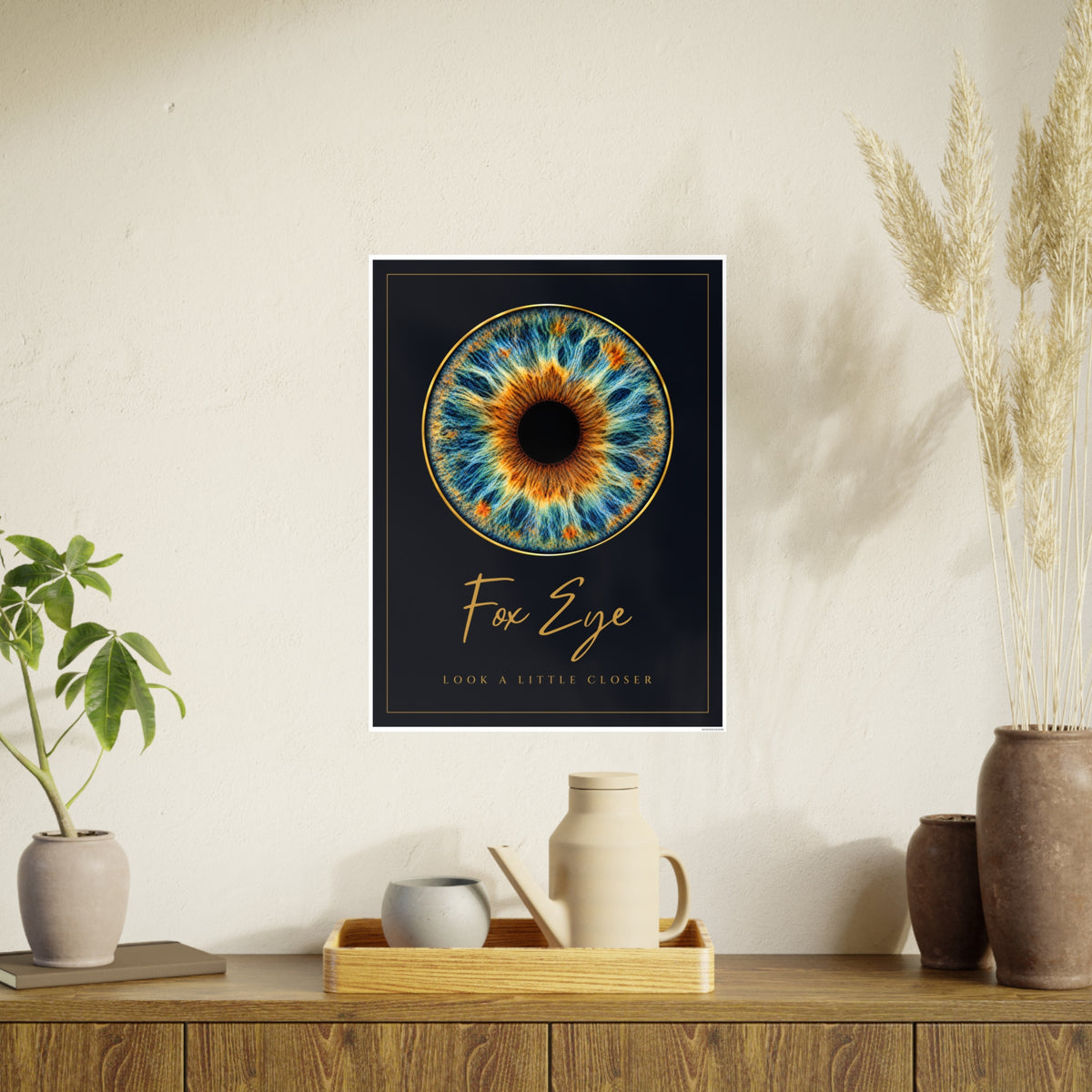 Fox Eye Iris Art Print | Navy and Gold Poster