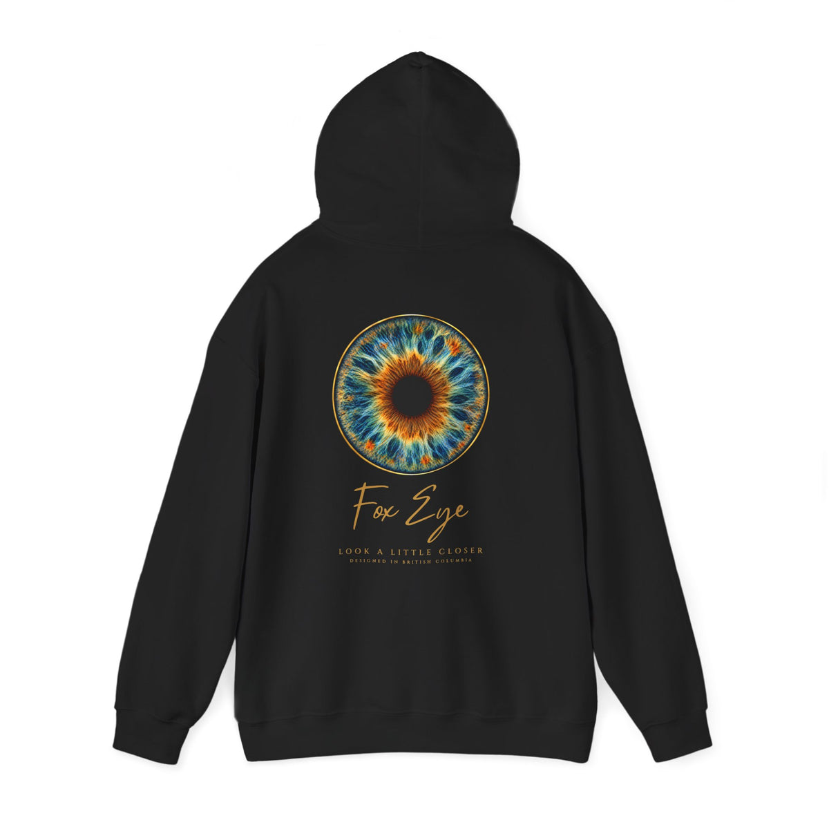 Fox Eye Look Closer Hoodie | Gold Iris Back Print
