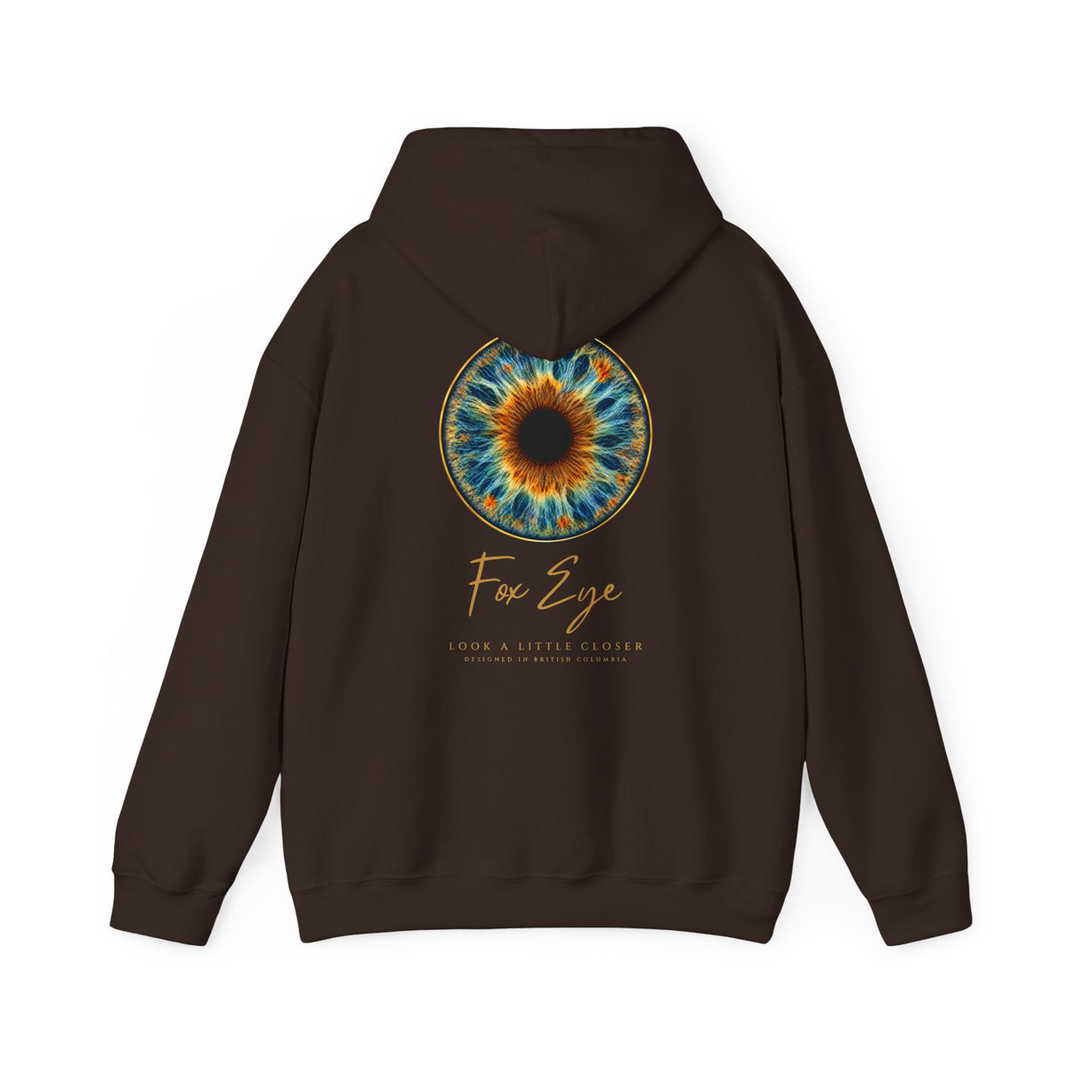 Fox Eye Look Closer Hoodie | Gold Iris Back Print