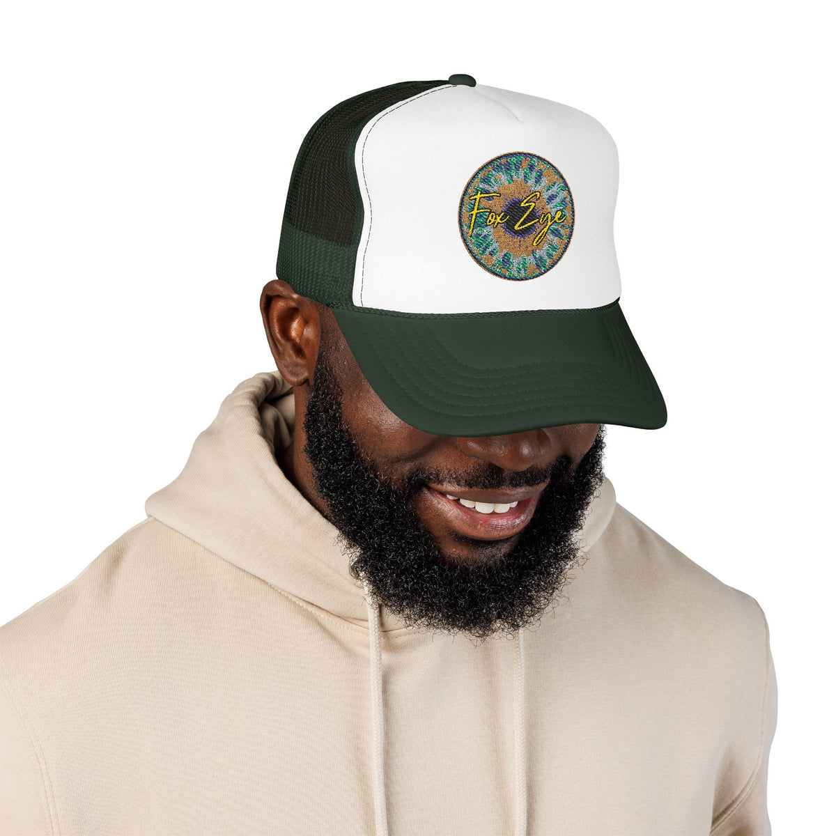 Fox Eye Iris Foam Trucker | Two-Tone Embroidered Badge Hat