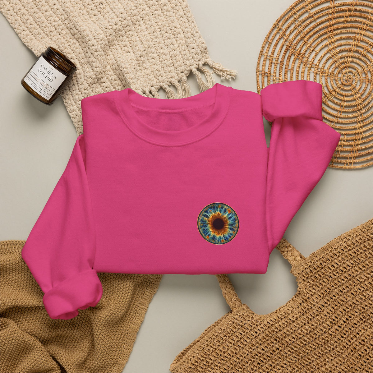 Fox Eye Look Closer Crewneck | Gold Iris Back Print