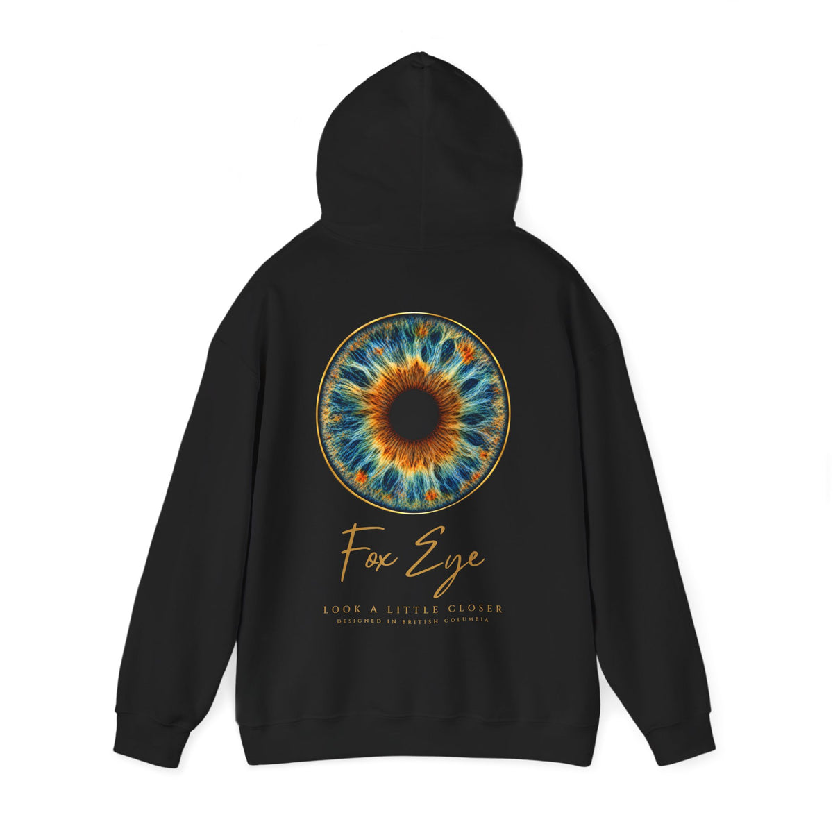 Fox Eye Look Closer Hoodie | Gold Iris Back Print