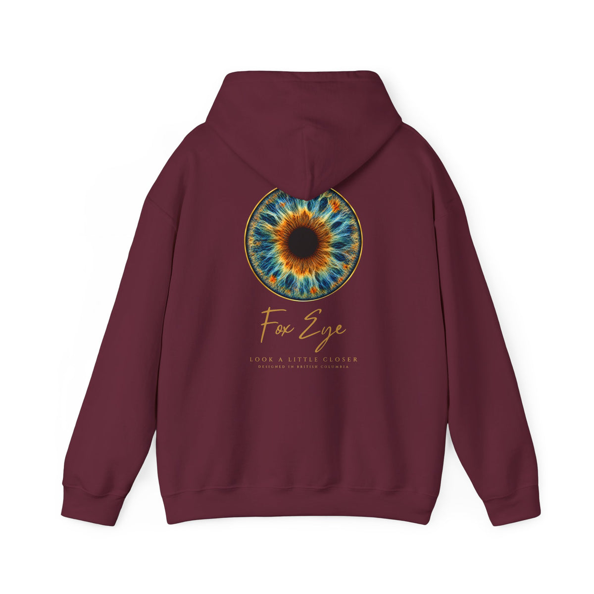 Fox Eye Look Closer Hoodie | Gold Iris Back Print