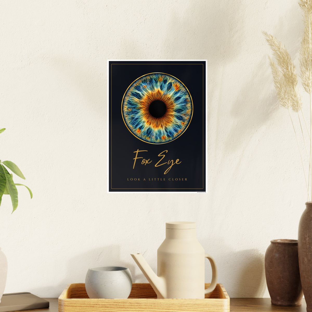 Fox Eye Iris Art Print | Navy and Gold Poster
