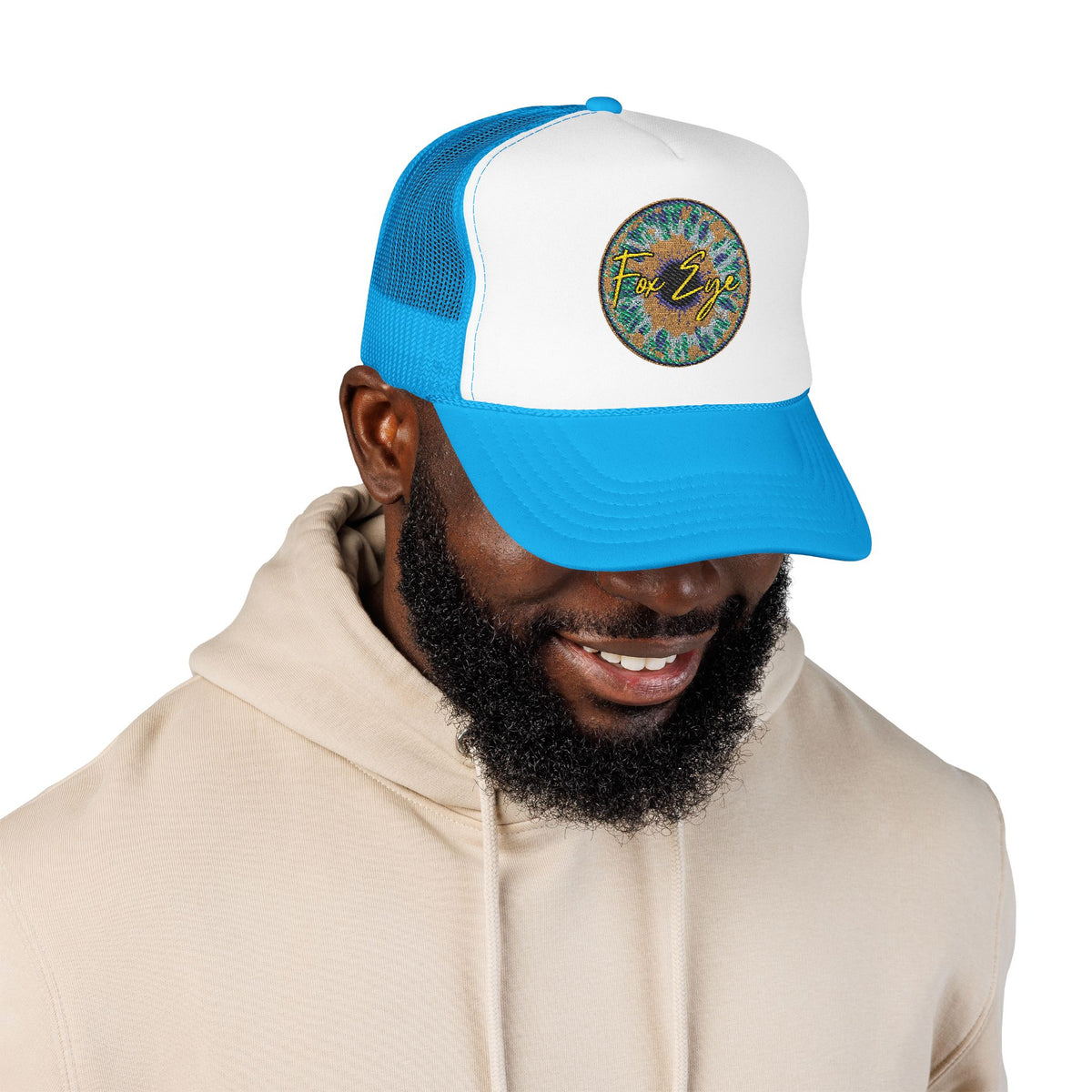 Fox Eye Iris Foam Trucker | Two-Tone Embroidered Badge Hat
