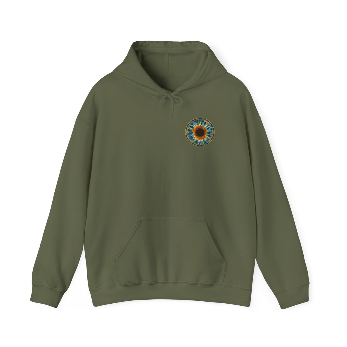 Fox Eye Look Closer Hoodie | Gold Iris Back Print