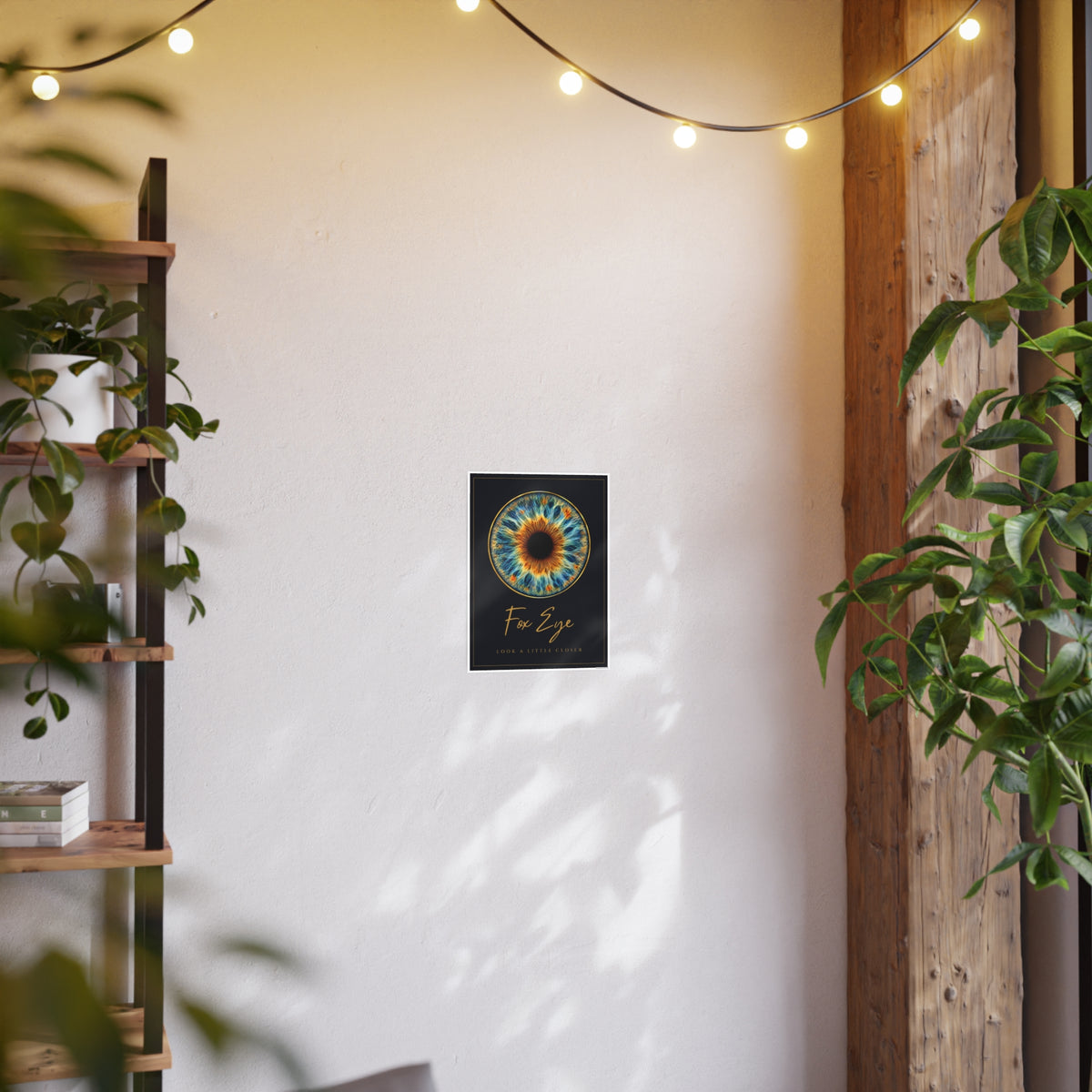 Fox Eye Iris Art Print | Navy and Gold Poster
