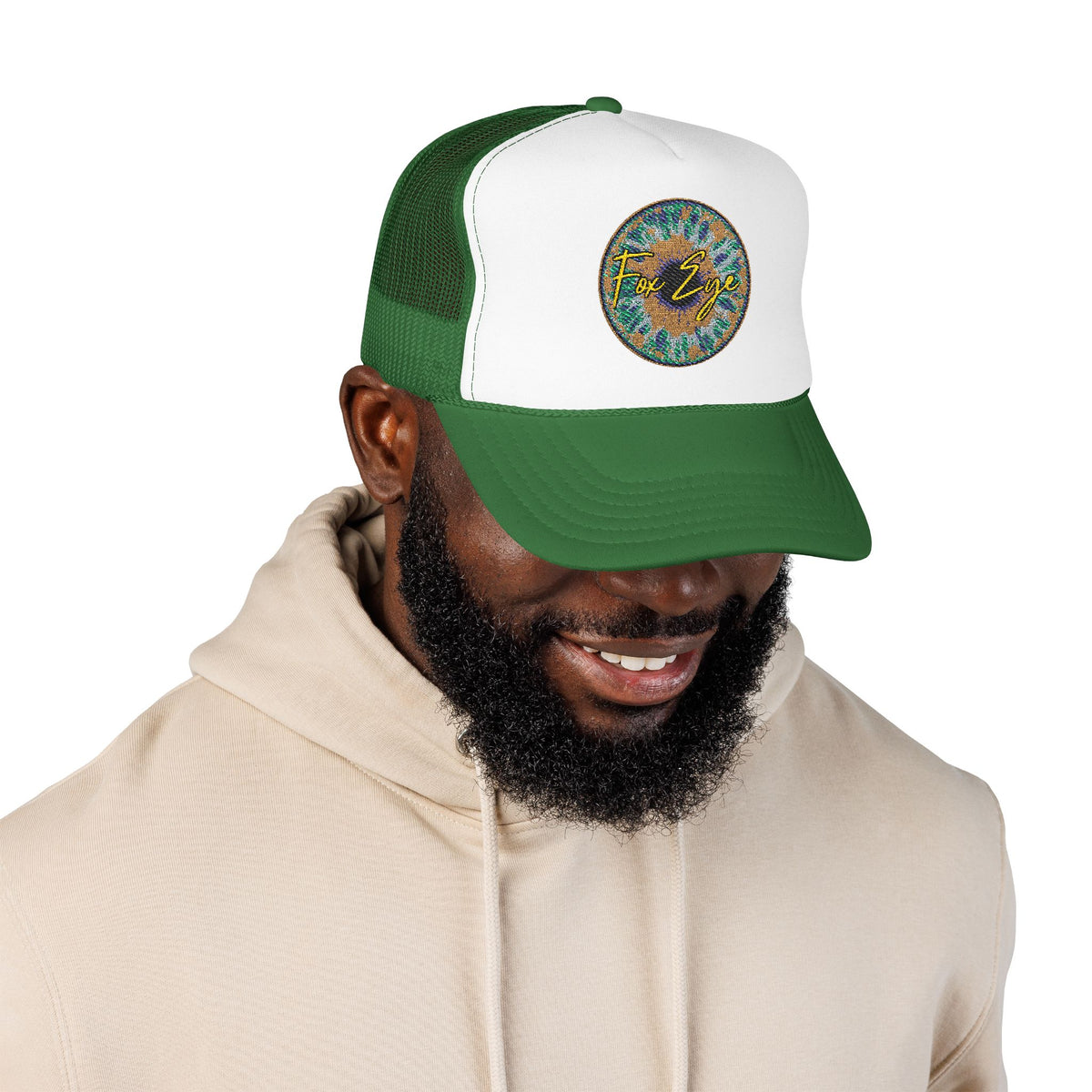 Fox Eye Iris Foam Trucker | Two-Tone Embroidered Badge Hat