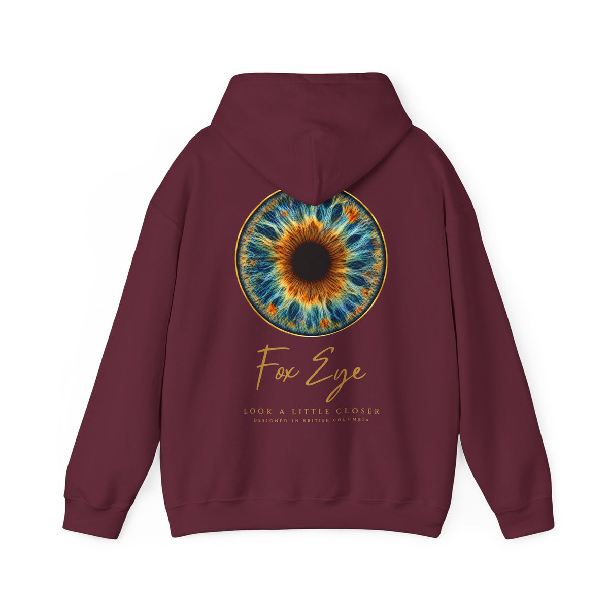 Fox Eye Look Closer Hoodie | Gold Iris Back Print
