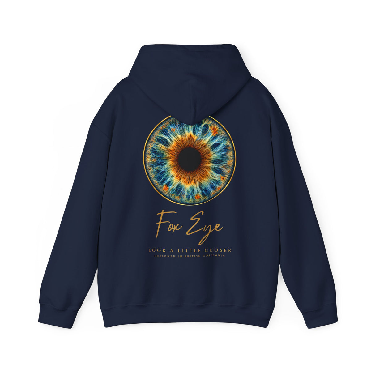 Fox Eye Look Closer Hoodie | Gold Iris Back Print