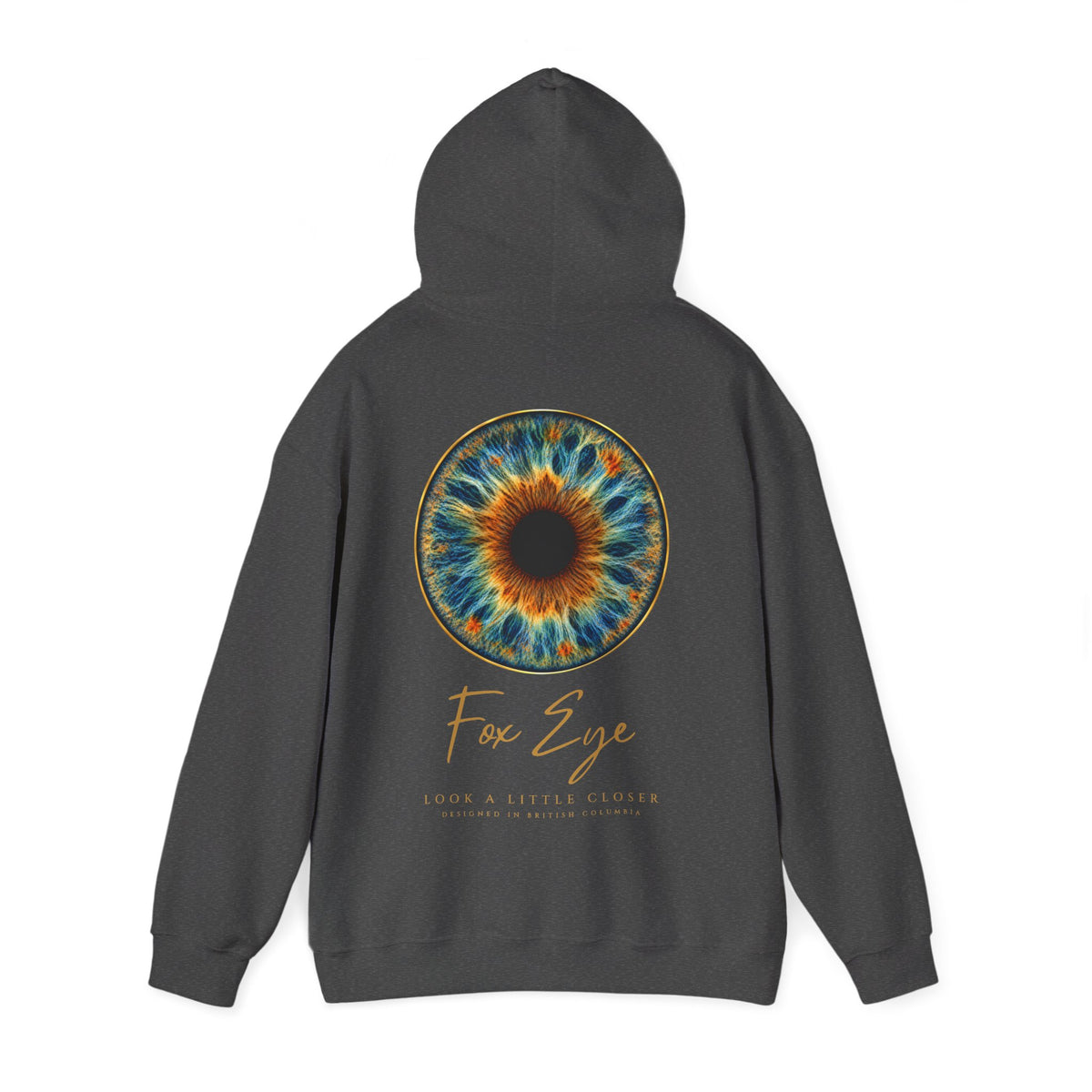 Fox Eye Look Closer Hoodie | Gold Iris Back Print