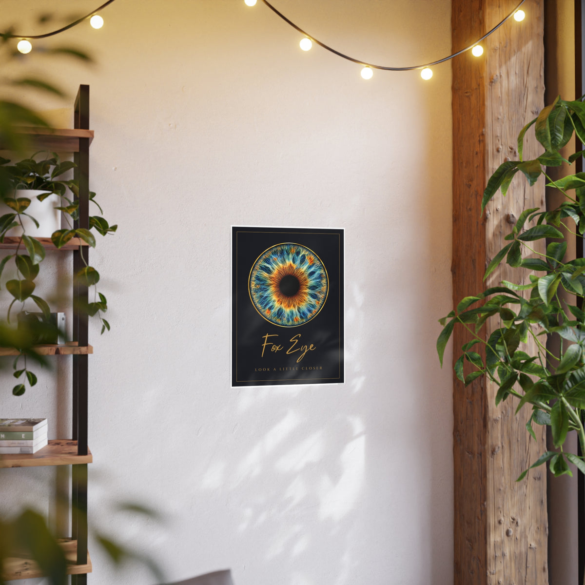 Fox Eye Iris Art Print | Navy and Gold Poster