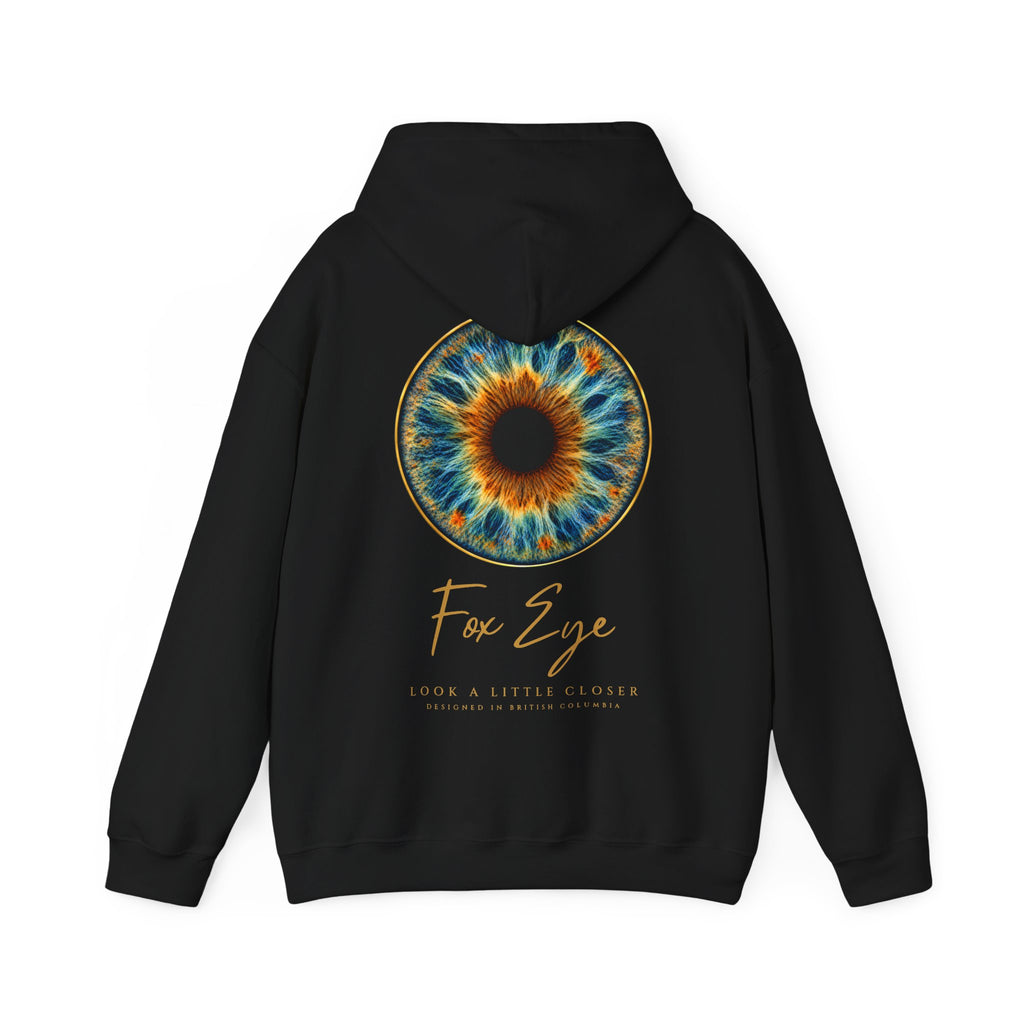 Fox Eye Look Closer Hoodie | Gold Iris Back Print